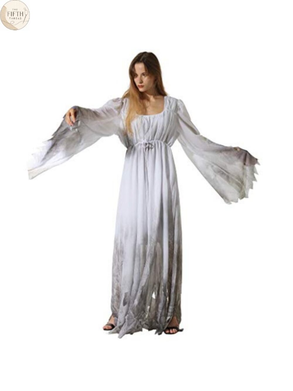 Gothic Victorian Ghost Costume Dress High Neck Collared Halloween Fancy Party